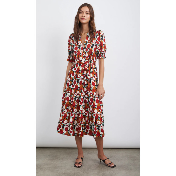 Rails Floral Midi Dress - Red, Black, White - Picture 2 of 11